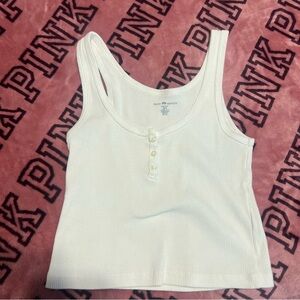 Brandy Melville Cream Ribbed Tank with Buttons